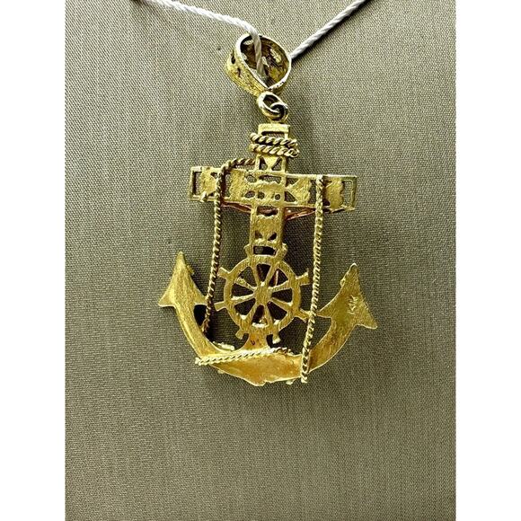 14K Tri-Tone Jesus Crucifix Anchor Pendant (16118) - Picture 6 of 6